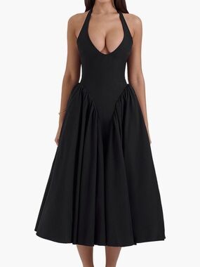 white christmas dresses Maeve Corset Midi Dress in Navy – Elegant & Chic main image 0